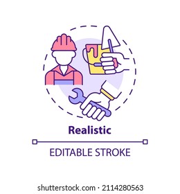 Realistic occupation concept icon. Work environment type abstract idea thin line illustration. Working with hands. Isolated outline drawing. Editable stroke. Arial, Myriad Pro-Bold fonts used