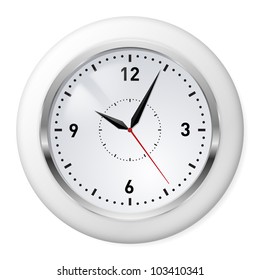 Realistic Office Clock. Illustration on white background.