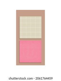 Realistic Office Items Mockup Top View Composition With Image Of Sticky Note Sheets Vector Illustration