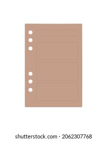 Realistic office items mockup top view composition with image of personal organizer page with holes vector illustration