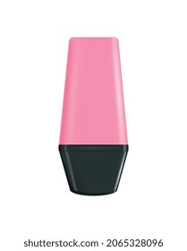 Realistic office items mockup top view composition with image of permanent marker with cap vector illustration