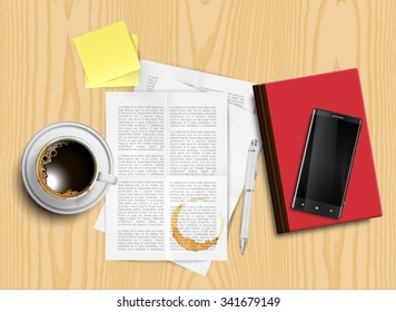 Realistic office table, vector