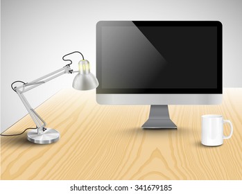 Realistic office table, vector