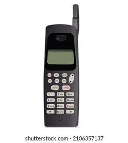 Realistic Old Model Cell Phone Mobile Vector Illustration