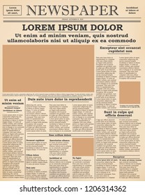 realistic old newspaper front page template. vector illustration