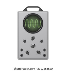 Realistic old oscilloscope isolated on white background. Vector illustration.