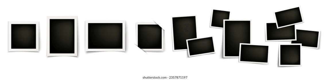 Realistic old photo frame isolated on transparent background. Vector polaroid collection. Vector illustration