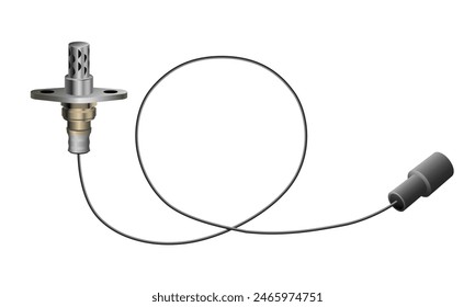 Realistic old school single wire oxygen sensor or lambda sensor without heater circuit illustration vector.