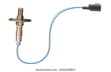 Sensor de oxígeno de alambre simple de la vieja escuela realista o sensor lambda con Vector de ilustración del circuito del calentador.