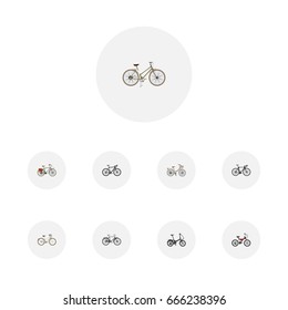 Realistic Old, Working, Cyclocross Drive And Other Vector Elements. Set Of Bike Realistic Symbols Also Includes Cyclocross, Bike, Woman Objects.