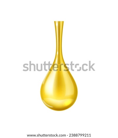 Realistic olive oil drop dripping, golden liquid essence or honey, isolated vector 3D. Extra virgin olive oil realistic dripping drop for food or cosmetic product package in macro closeup Zdjęcia stock © 