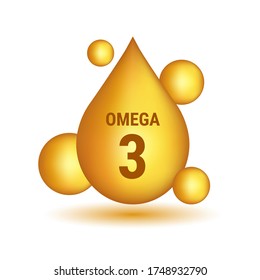 Realistic omega-3 droplets vector illustration on white background