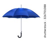 Realistic open blue umbrella isolated on white background vector illustration