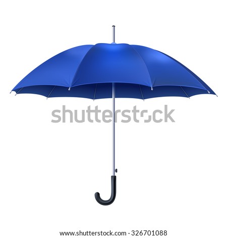 Realistic open blue umbrella isolated on white background vector illustration