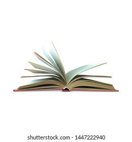 Realistic open book. Book template with white pages. Vector illustration isolated on white background