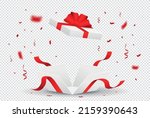 Realistic open box. Graphic elements, posters and banners for website. Lottery, gift for regular users. Discounts and promotions, special offers at holiday season. Isometric vector illustration