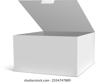 Realistic open box mockup featuring a white gift packaging box, showcasing an opened package alongside an empty rectangular carton, perfect for various design applications