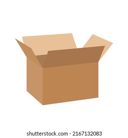 Realistic open cardboard box icon isolated on white background. Vector illustration for design and print