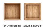 Realistic open and closed boxes of old planks. Wooden crates for storage, transportation and delivery design. Cargo boxes mockup template.