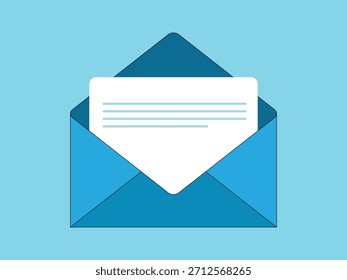 Realistic Open Envelope with Letter and Message.