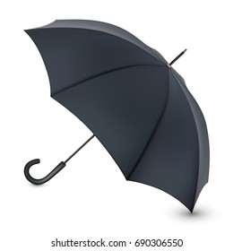 Realistic open gray umbrella isolated on white background. Vector illustration.