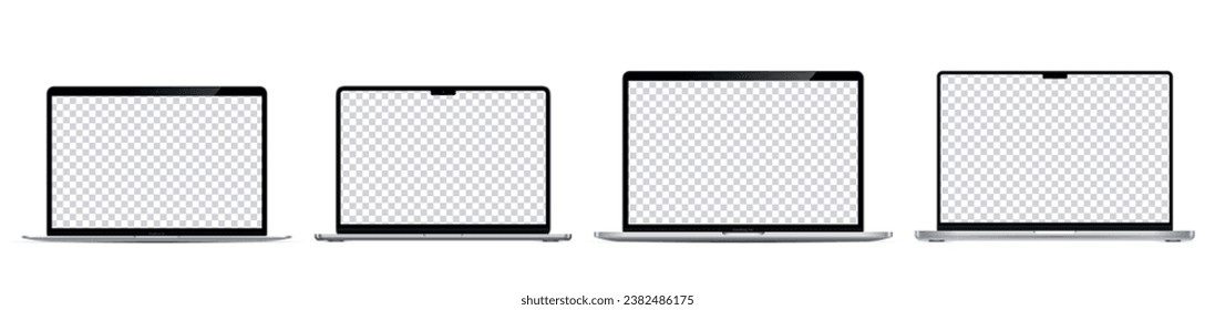  Realistic Open Laptop with Blank Screen for you design. Device screen mockup. Vector illustration 2023-2024