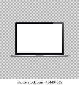 Realistic Open Laptop with Blank Screen Isolated on Background. Vector Illustration.