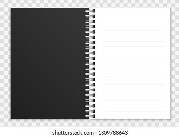 Realistic open notebook. Notepad or copybook with ring spiral bound pages and cover vector image