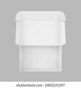 Realistic open post box mockup. Vector illustration isolated on grey background. Flat lay view.Ready for your design. EPS10.