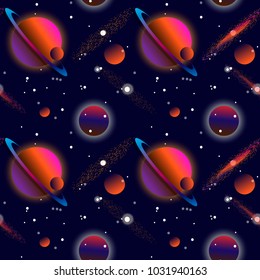 Seamless Pattern Planets Comets Texture Space Stock Vector (Royalty ...