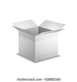 Realistic open white box with shadow isolated on white