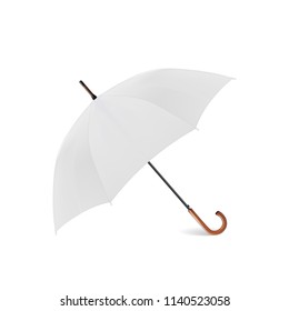 Realistic open white umbrella. Vector eps10.