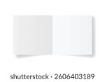 Realistic opened wide blank book. Horizontal brochure page, notebook, magazine, booklet, brochure, cover. Mock up template for your design. Blank paper for graphic, business, education.