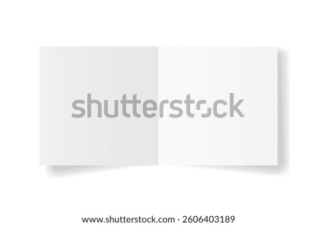 Realistic opened wide blank book. Horizontal brochure page, notebook, magazine, booklet, brochure, cover. Mock up template for your design. Blank paper for graphic, business, education.