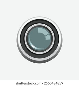 Realistic optical camera lens vector illustration with intricate details, ideal for photography, videography, or technology-related designs and creative projects.