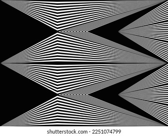 realistic optical illusion deep black tunnel background. Black and White Hypnotic 3D Background. Design of a seamless monochrome illusion.