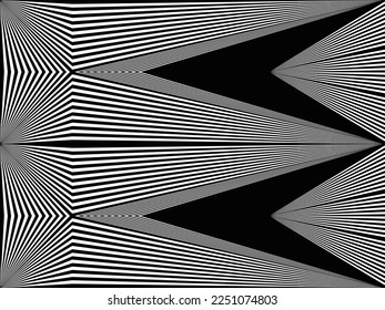 realistic optical illusion deep black tunnel background. Black and White Hypnotic 3D Background. Design of a seamless monochrome illusion.