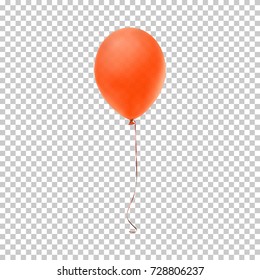 Realistic orange balloon isolated on transparent background. Vector illustration.