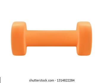 realistic orange dumbbell for fitness equipment