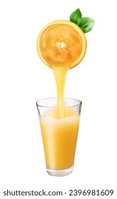 Realistic orange juce cup. 3d orange juice cup