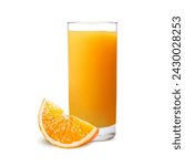 Realistic orange juice in pitcher and orange slice.3d orange juice jug