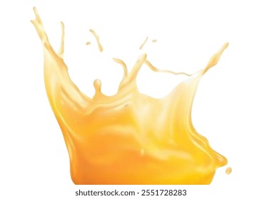 Realistic orange juice splash isolated on white background