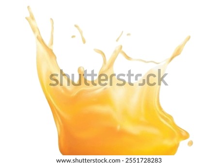 Realistic orange juice splash isolated on white background