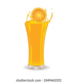 Realistic orange juice vector, isolated on white background