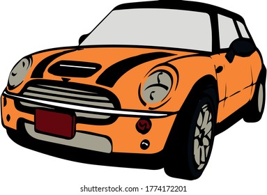 Realistic Orange Mini Car Vector Isolated..
Mini Car Illustration. Small Vehicle Vector White Background.
Istanbul,Besiktas /TURKEY 07.11.2020 