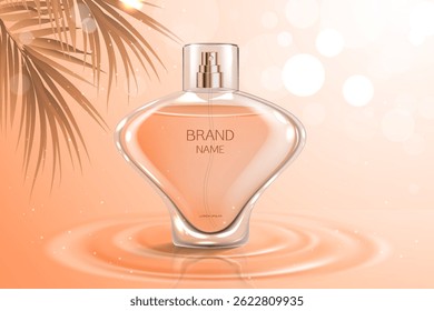 Realistic Orange Perfume Bottle Illustration