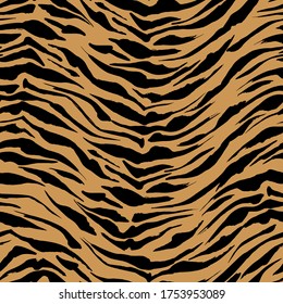 Fondo realista de azafrán anaranjado, impresión de piel animal tigre, diseño vectorial sin fisuras. Patrón de piel de animal del leopardo del safari africano con fondo de manchas negras, tinta negra decoración moderna