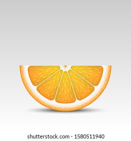 Realistic orange slice isolated on white background.