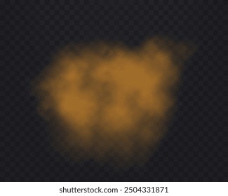 Realistic orange smoke or haze on a transparent background. Magic fog, vapor. Vector illustration.