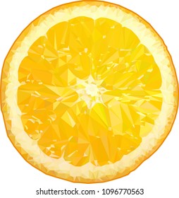 Realistic orange in the style of low poly graphics. Polygonal orange isolated on white background